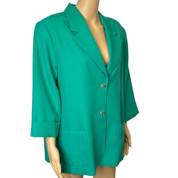 RARE Vintage Nikki Womens 16 Emerald Forest Green Suit Jacket Blazer - Picture 3 of 11